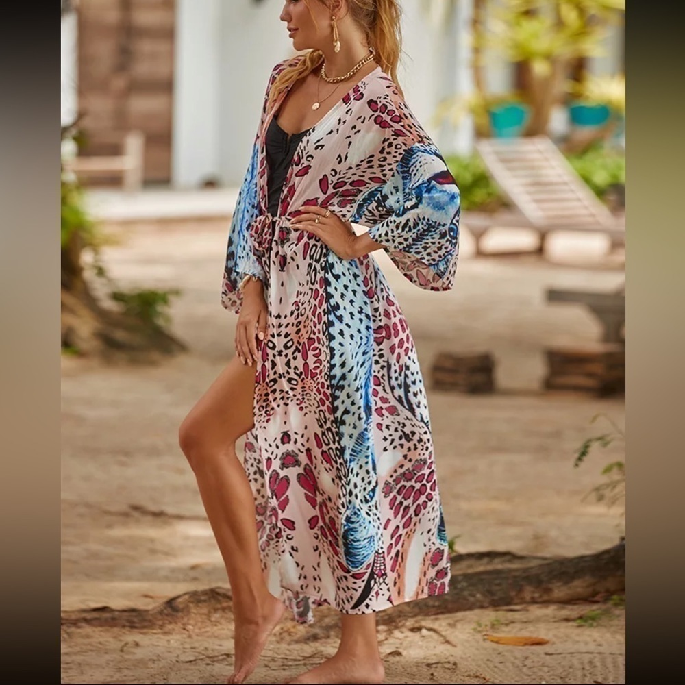 Bohemian Kimono Beach Coverup Cardigan - Picture 4 of 5